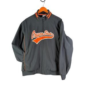 Oregon State Beavers OSU Bomber Fleece Lined Jacket Black Orange Mens Large NCAA